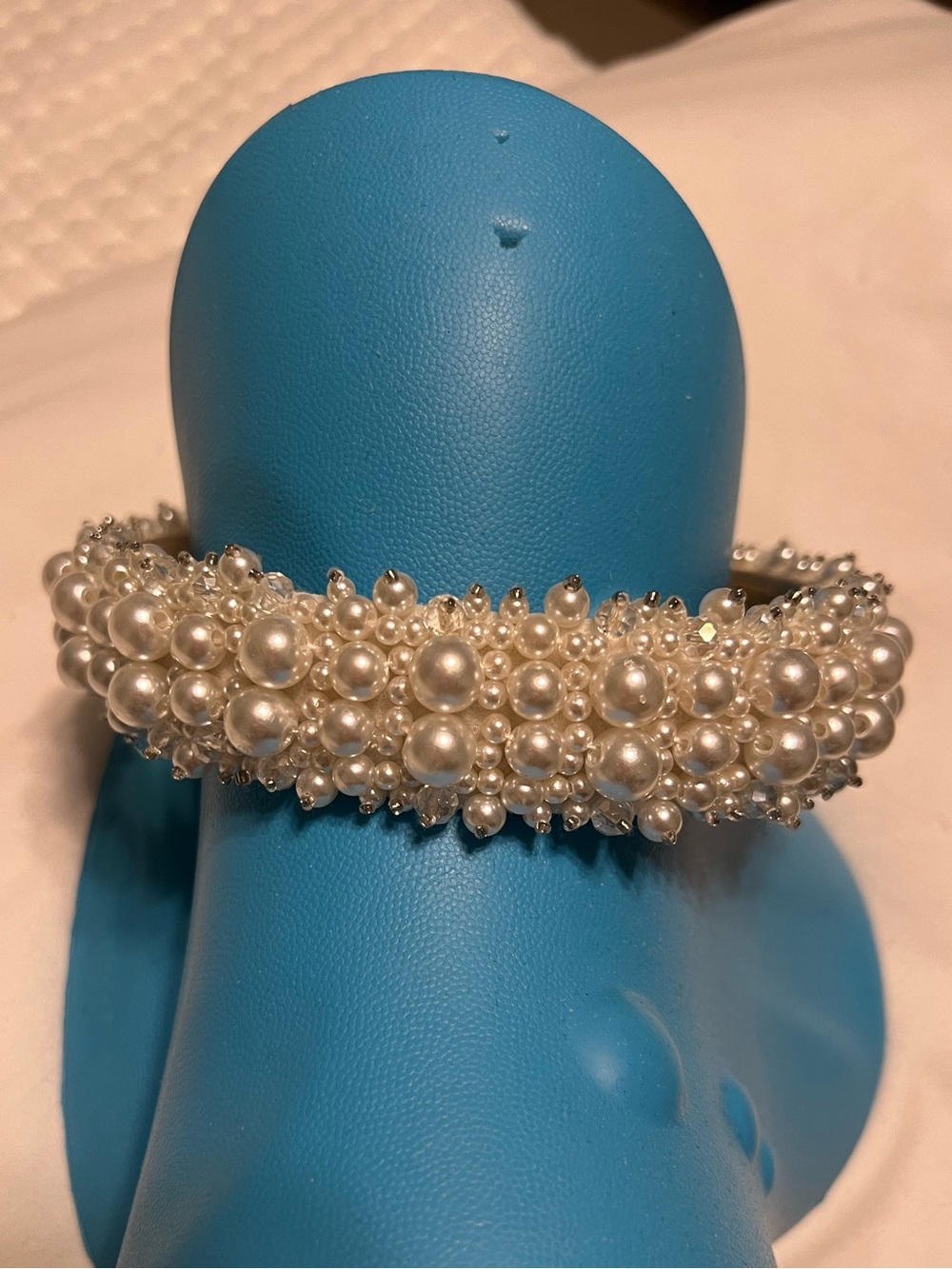 Cream Pearl Cluster Headband - Elegant Beaded Hair Accessory